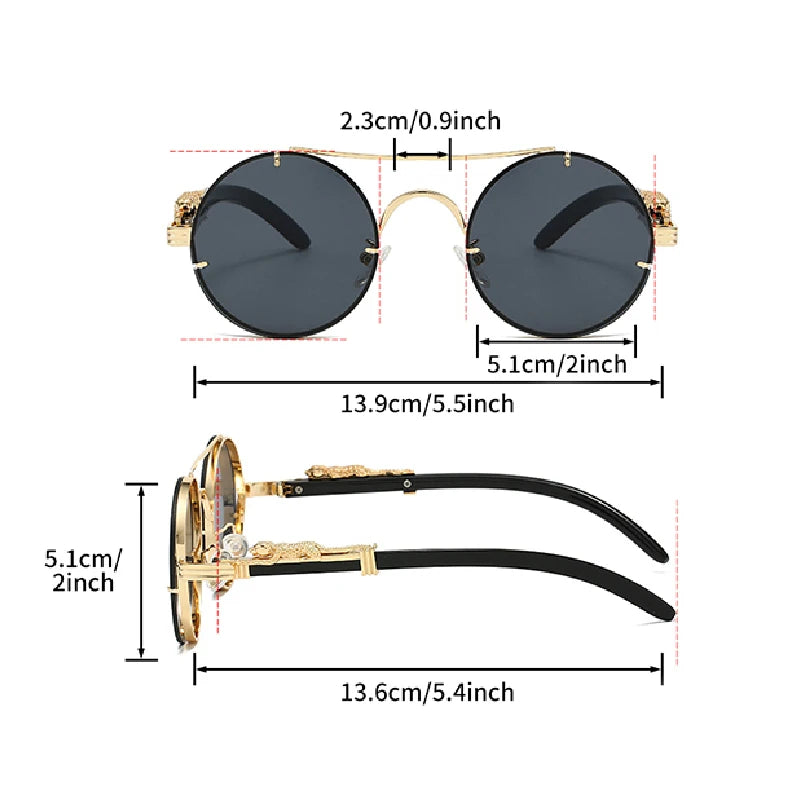 KAMMPT Vintage Round Sunglasses Fashion Multicolor Shades Retro Trendy Brand Design
