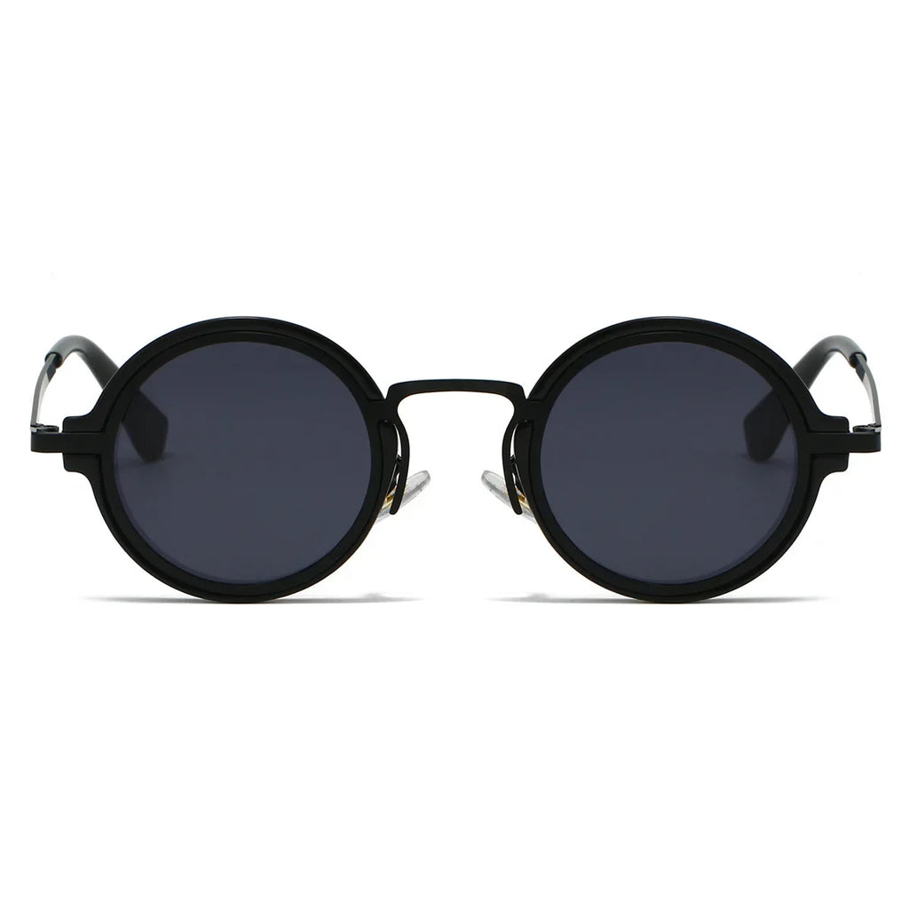 New Lenon Black Retro Metal Round Frame Sunglasses UV400
