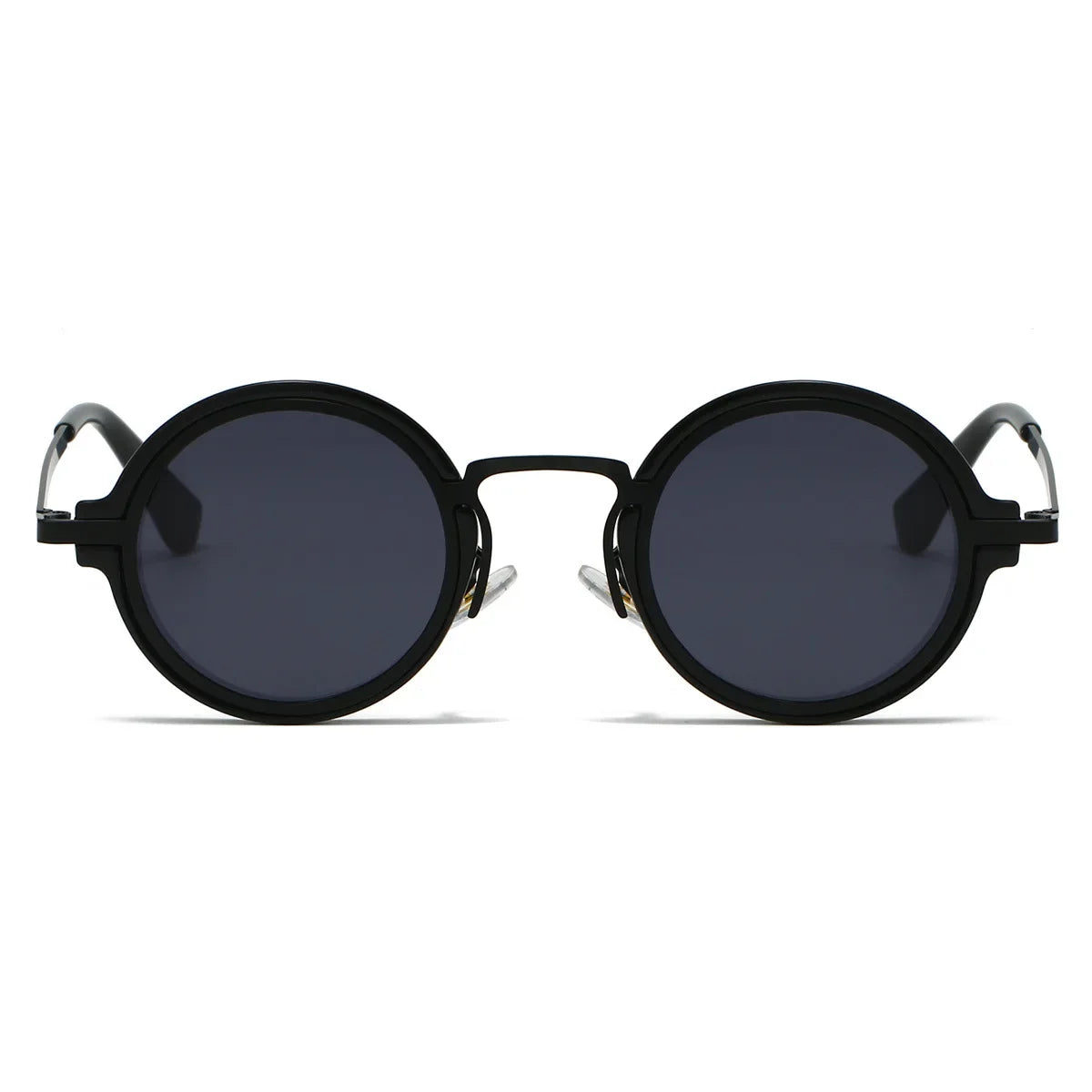 New Lenon Black Retro Metal Round Frame Sunglasses UV400