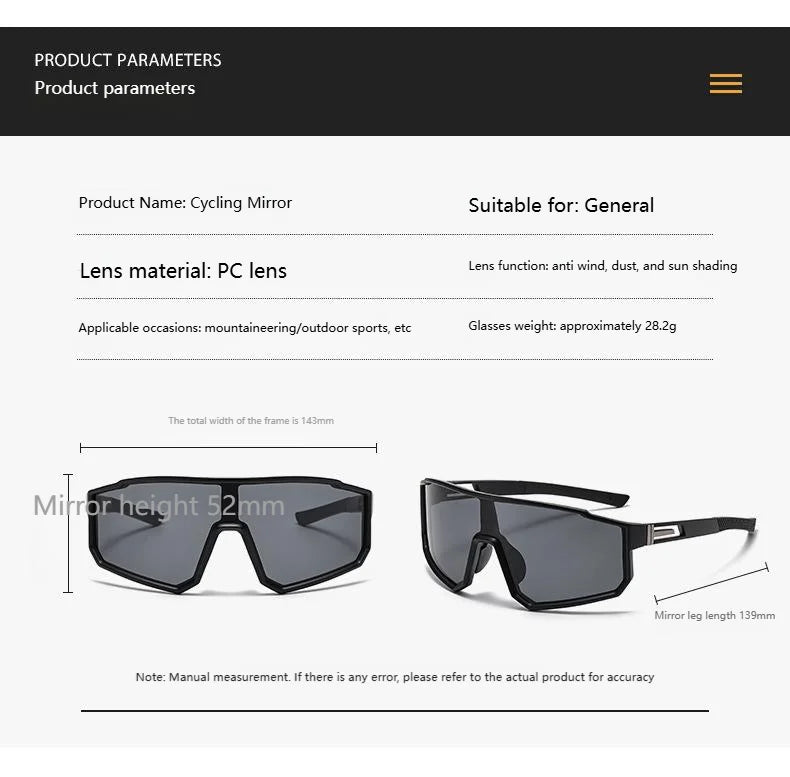 Unisex Oversized Glasses Bicycle Windproof Sunglasses Outdoor Sports